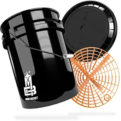 Image de MAGIC BUCKET lavage à la main pour voiture seau de Avec couvercle assorti 5 ballons US d&#039;environ 20 litres Grit Guard Kit noir/orange