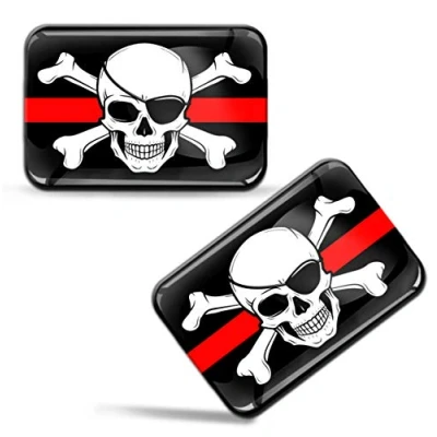 Image de Biomar Labs® 2 x 3D Flexibles Autocollant Stickers Drapeaux Pirates Crâne Voiture Auto Moto Tuning F 67