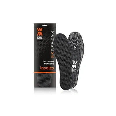 Image de Semelles Intérieures pour Chaussures de Travail et Sécurité Anti Transpiration avec Filtre Carbone Désodorisant, 3 Couches, Fabriquées en Europe, Toutes Tailles Disponibles, Ajustable à Découper