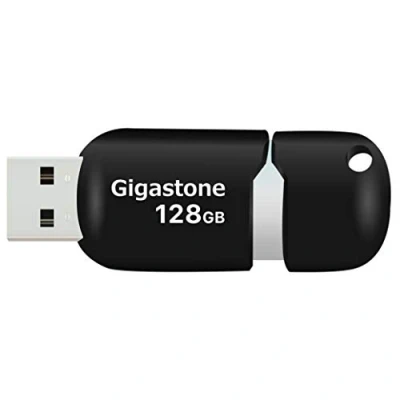 Image de Gigastone 128 Go Clé USB 2.0 V10 Série, Rétractable pour PC Ordinateur Portable MacBook, Compatible avec Windows Mac Linux, Flash Drive Stockage Rotation Disque Mémoire Stick Noir