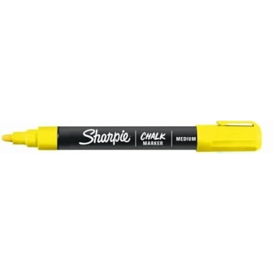 Image de Sharpie Marqueur à craie pour tableau blanc effaçable l&#039;eau Pointe moyenne épaisse Encre jaune 1 pièce (Jaune)