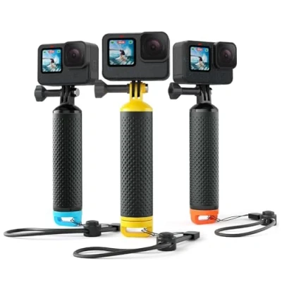 Image de Sametop Poignée Flottante Perche Flotteur Handler Compatible avec GoPro Hero 13 12 11 10 9 8 7 6 5 Session DJI Caméras d&#039;action Jaune