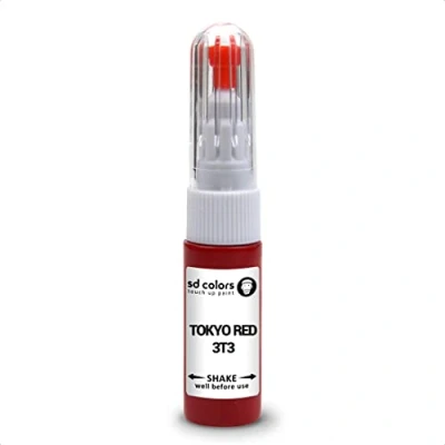 Image de SD COLORS Tokyo Red 3T3 Kit de réparation stylo retouche peinture 20 ML avec brosse à rayures Code couleur Rouge