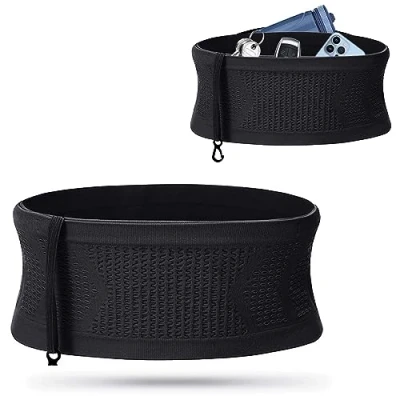 Image de Sac Banane Tricoté de Course Multifonction, Build &amp; Fitness Dissimulés avec Grande Capacité, Unisexe Haute élasticité Portable Ceinture Sport pour Course, Cyclisme, Jogging (M)