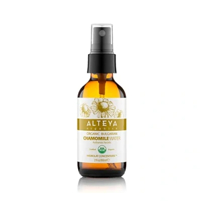 Image de Alteya Eau de camomille bio en flacon verre 60 ml Certifié USDA florale biologique distillée à la vapeur partir fleurs d&#039;anthémis Nobilis fraîches Hydratante et apaisante