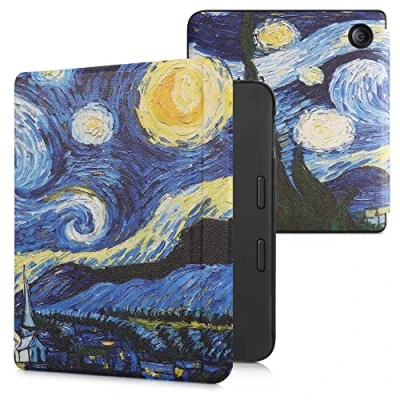 Image de kwmobile Étui Compatible avec Kobo Libra 2 Coque à Rabat magnétique Tablette eReader Similicuir Bleu Jaune