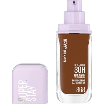 Image de Maybelline New York Fond de Teint Liquide Longue Tenue Ultra Résistant Fini Mat Lumineux Enrichi en Acides Aminés Tous les Types Peau Superstay 30H Lumi Matte Teinte : 368 35ml