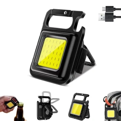 Image de Mini Lampe de Poche Porte clés LED COB, Rechargeable, Magnétique avec USB, Ètanche Quatre Modes d&#039;éclairage, Pour un Travail Multifonctionnel. Lumière, Ouvre boîte, Réparations