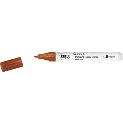 Image de Kreul 16417 Stylo porcelaine métallique brillant à base d&#039;eau avec pointe arrondie indéformable, épaisseur de trait env. 2 4 mm, sans solvant, cuivre