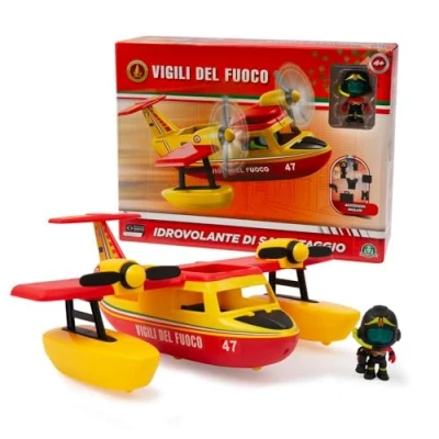Image de Giochi Preziosi Pompiers Canadair des Jouet, Personnage de 7 cm articulé Inclus, Riche en Accessoires, pour Enfants à partir 4 Ans