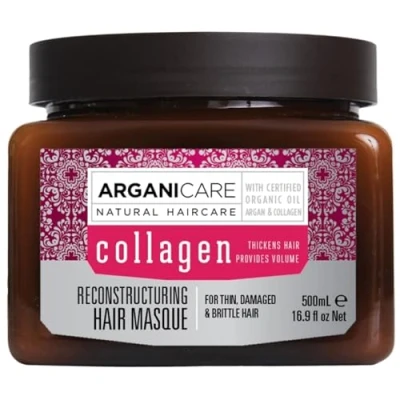 Image de Arganicare Gamme Collagen MASQUE RÉPARATEUR Collagène Protège les Cheveux contre rigueurs de la vie quotidienne Effet Régènerant Haute Hydratation Fins &amp; Sans Volume 500 mL