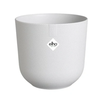 Image de Elho Jazz Round Ø 35cm Pot de Fleurs d&#039;Intérieur Plastique 100% recyclé Structure Unique Blanc/Blanc Soie
