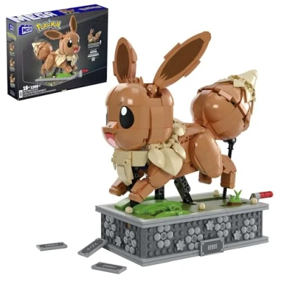 Image de MEGA Pokémon Évoli en Mouvement Coffret de Construction 1 381 pièces Contenant Figurine articulée avec molette à Tourner pour actionner Le Mouvement, HTH71