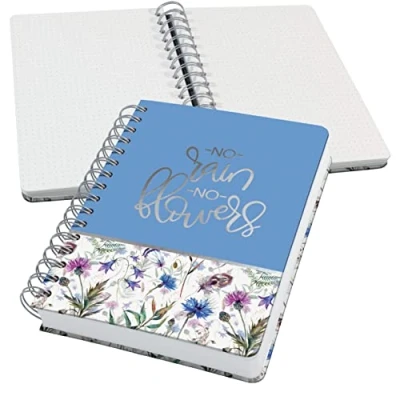 Image de SIGEL JN619 Jolie Carnet de notes à spirale, Misty Meadows, pointillés (réglure dot), 120 g/m², 16,8 x 21,5 cm, couverture rigide, 240 pages, violet, bleu, vert