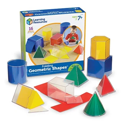 Image de Learning Resources Formes géométriques dépliables originales, les solides géométriques, prisme ressources maternelle, jeux éducatifs, enseignant materiel, motricité, montessori matériel, 7+