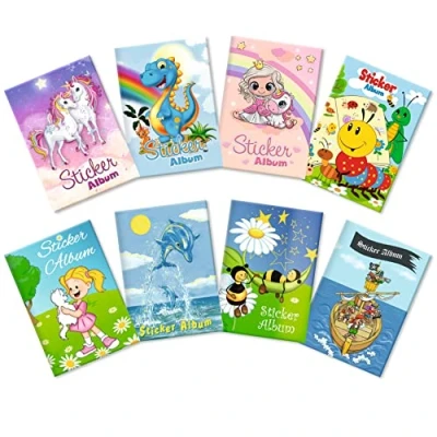Image de HERMA 15426 Lot de 8 albums d&#039;autocollants format A5 vierges (16 pages chacune) autocollants pour scrapbooking à collectionner, assortiment livres filles et garçons,