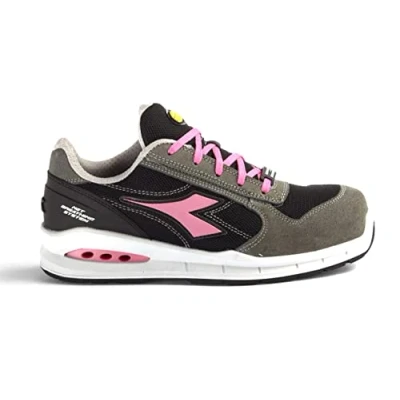Image de Diadora Homme Run Net AIRBOX Low S1P SRC Chaussure de Piste d&#039;athlétisme, Smoke/Black, 38 EU