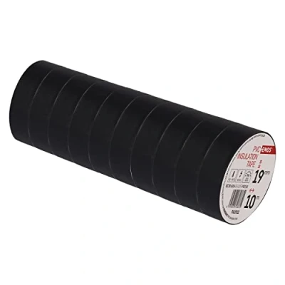 Image de EMOS Lot de 10 rubans isolants en PVC Noir 19 mm x m 0,13 d&#039;épaisseur Haute résistance à la traction et plage température d&#039;application Résistant aux UV Étanche Sans