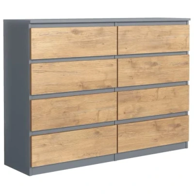 Image de meble masztalerz Commode Anthracite/Lancelot Mat à 8 tiroirs 120 cm, Meuble Rangement, Chambre H : 101,5 L P 39 avec tiroirs, Adulte