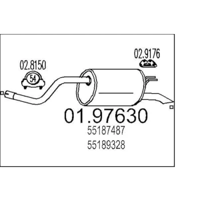 Image de MTS 01.97630 Silencieux arrière 1200 FIAT: Punto II 3/5 portes, Idea, LANCIA: Musa, Ypsilon