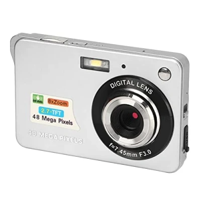 Image de Appareil Photo Numérique 4K avec écran LCD 2,7 Pouces, Compact 48MP 8X Zoom Lumière D&#039;appoint Rechargeable pour Débutant, Prise de Vue en Continu (Argent)