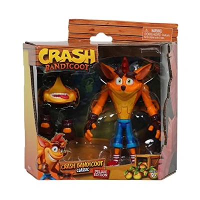 Image de Crash Bandicoot Bandai Deluxe Edition Figurine Jouet de 16,5 cm avec 16 Points d&#039;articulation et Accessoires Figurines à Collectionner pour Une Collection