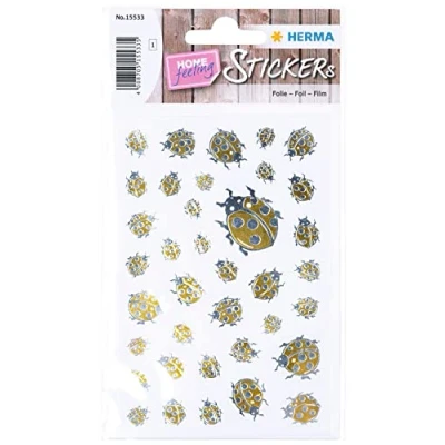 Image de HERMA Creativ 15533 Lot de 38 autocollants permanents Motif coccinelle dorée et argentée