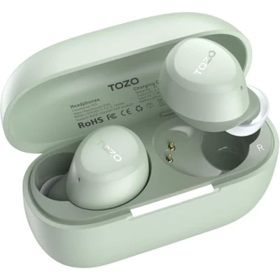 Image de TOZO A1 2024 Neuf Écouteurs Bluetooth sans Fil, Ecouteurs 5.3 Légers Étui de Charge Étanche Casque avec Lecture Longue Son Haute Fidélité EQ Personnalisé par App Vert