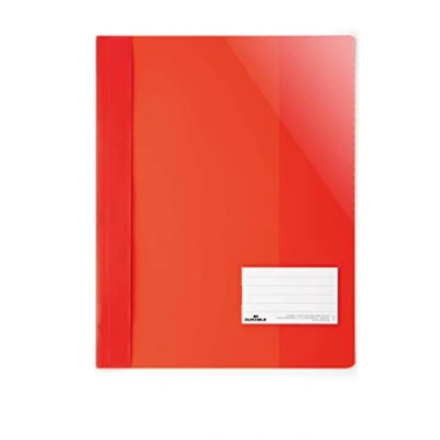 Image de Durable 269003 Lot de 25 chemises à Lamelles Format A4+ avec Porte étiquette Couverture Transparente Dos Opaque Rouge