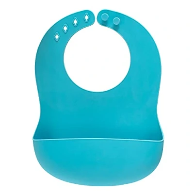Image de reer Eat&#039;n Tidy Bavoir en silicone pour bébé avec bac récupérateur Passe au lave vaisselle Bleu