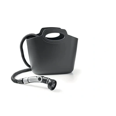 Image de G.F. SRL, Aquapop Grey Edition limitée comprend 25 mètres de Tuyau Auto extensible PRODUIT EN ITALIE, sac rangement, Lance 8 jets et Raccords, pour l’Arrosage Jardins Balcons, Gris foncé