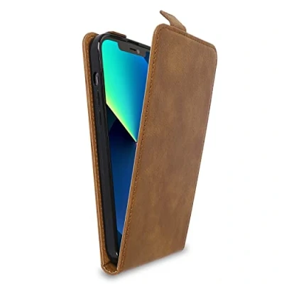 Image de Coque pour Apple iPhone 13 PRO en NOISETTE MARRON Housse de protection Étui au design flip similicuir lisse Neuf