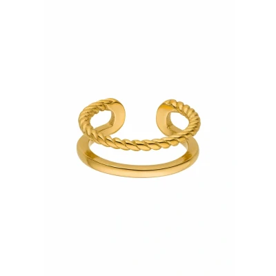 Image de Purelei® Bague Mau réglable en or, argent et or rose Design élégant avec aspect torsadé Tailles S/M M/L Acier inoxydable de qualité supérieure, M/L,