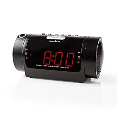 Image de Radio réveil numérique Nedis Écran LED Projection AM/FM 2 alarmes Noir