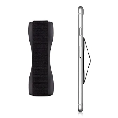 Image de kwmobile Support autoadhésif pour Smartphone Accessoire Doigt téléphone Portable Sangle poignée élastique Dos Noir