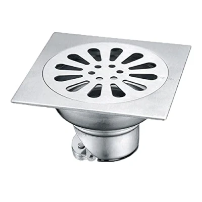 Image de Zhioudz Carré Acier Inoxydable Drain De Plancher avec Passoire Filtre éPais Drain,Grille Douche ,Siphon Sol en Anti Odeur Carré,Drain