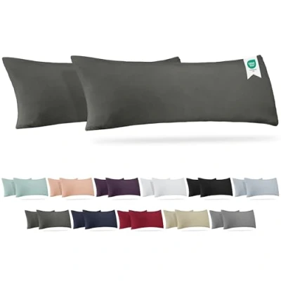 Image de BARBONS Taies d&#039;oreiller 40x145 Coton (Lot de 2) Housses Coussins, Confort Luxueux avec Certifiée Oeko Tex, Idéal pour Une Mise à Niveau Élégante la Chambre Coucher (40x145 Anthracite)