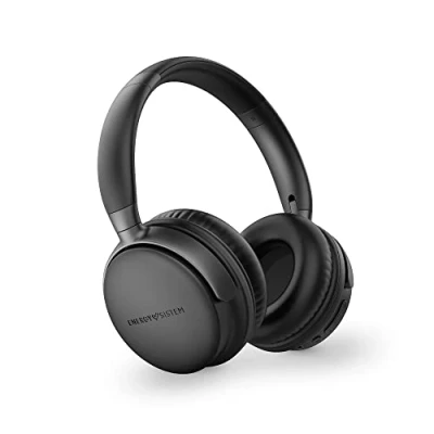Image de Energy Sistem Power Radio Casque Bluetooth (Radio FM, autonomie de 45 Heures, Lecteur MP3 MicroSD, Basses Profondes, Coussinets en Cuir protéiné et Mousse viscoélastique) Noir