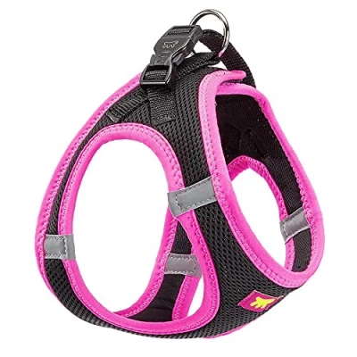 Image de Ferplast Harnais Chien Taille Moyenne Kaori M, pour Respirant, Rembourré et Ajustable, Facile à Porter, Bords Réfléchissants, Poitrine 44 48 cm, Rose