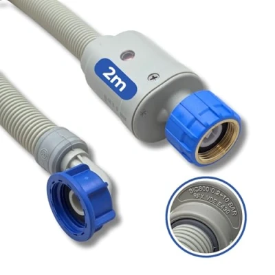 Image de Lichtblau Tuyau AquaStop 2 m 2990 Raccord lave linge vaisselle I 3/4 pouce coudé/droit vanne de sécurité &amp; filtre à impuretés incl. d&#039;arrivée usage universel