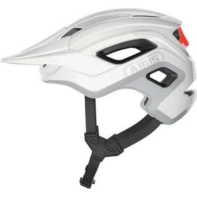 Image de ABUS MTB Helm Cliffhanger Casque de vélo pour les trails exigeants avec grandes ouvertures d&#039;aération &amp; système courroie TriVider hommes et femmes Blanc/Rouge brillant, taille L