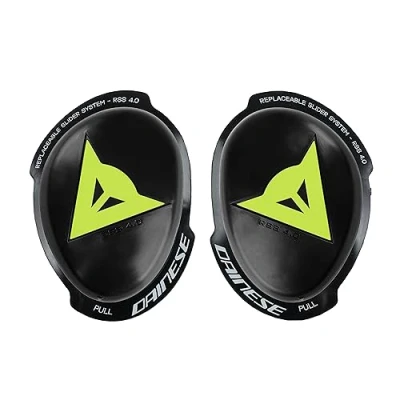 Image de DAINESE Knee Slider Rss 4.0 Full Kit, Protège genoux pour Moto, Hommes et Femmes, Noir/Jaune Fluo