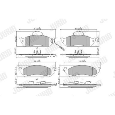 Image de JURID 573034J Jeu de plaquettes frein contact signal d&#039;usure inclus avec clip piston sans accessoires MERCEDES BENZ: Classe ML