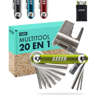 Image de AARON Outil multifonction 20 en 1 pour vélo acier inoxydable/aluminium Mini de pliable avec nombreuses fonctions pratique vert