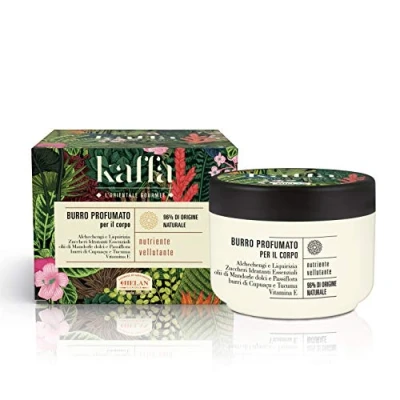 Image de Helan, Kaffa Creme Hydratante Corps Nourrissante 96% d&#039;Origine Naturelle, Antioxydante avec Vitamine E et Huile Amande Douce, Crème Douce Parfumée Reglisse, 200 ml, Made in Italy