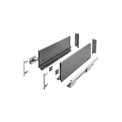 Image de GTV Système de Tiroirs Axis Pro, Ensemble Tiroirs, Extraction Totale, Amortissement Intégré, Charge 40 kg, Tiroir Coulissant avec Fermeture Douce Largeur 400 mm, Hauteur 168 Anthracite