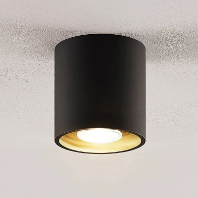 Image de Lindby Plafonnier Parvin à intensité variable (Moderne) en Noir Aluminium e. a. pour Salon &amp; Salle manger (1 lampe,à GU10), Luminaire Plafonnier, Lampe Plafond, Eclerage Eclairage