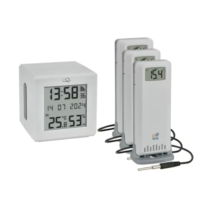 Image de TFA Dostmann WIFI Gateway TFA.me et 3 émetteurs, 35.8104, pour Surveillance de Capteurs ID, avec Portail en Ligne TFA.me, Thermomètre Intérieur Affichage Température Humidité, Blanc