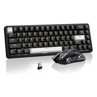 Image de ATTACK SHARK Combo Clavier &amp; Souris Gaming, X65 HE Magnétique Filaire et R1 sans Fil 59g Ultra légère (8000Hz, RT 0,01mm, RGB, Batterie 65h) Noir
