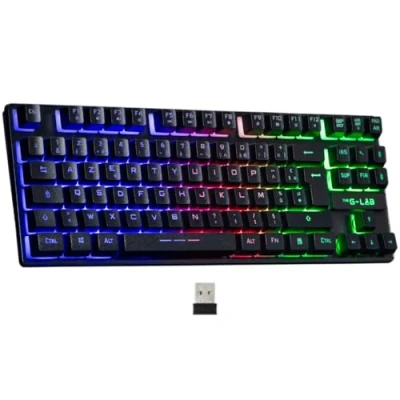 Image de The G Lab Keyz Caesium TKL WL Clavier Gamer sans Fil 2.4 Ghz 87 Touches, Azerty, Membrane réactive, silencieuse. Gaming Fil, RGB 10 Modes Lumineux PC,PS4,PS5 New